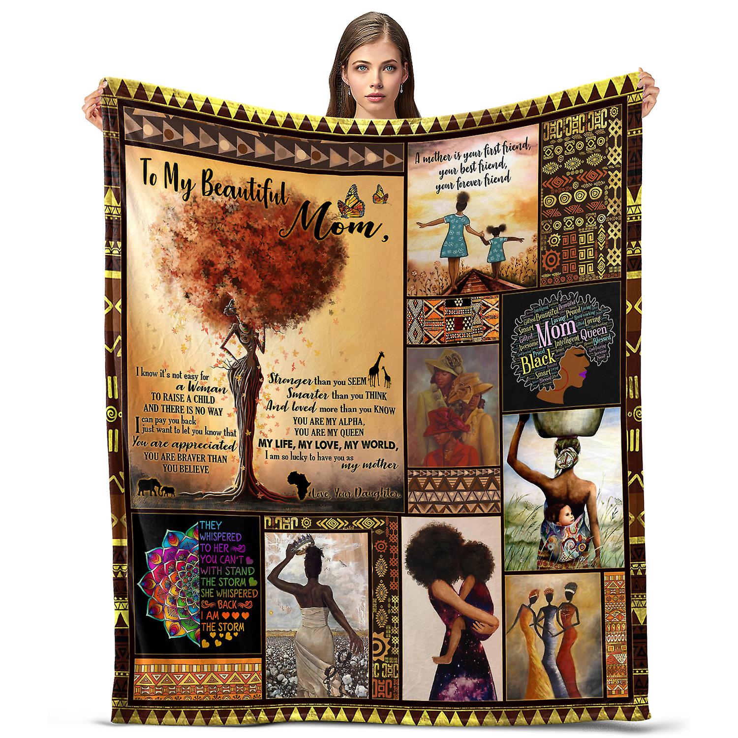 Oasisdream Throw Blanket To My Beautiful Mom for Home, Travel, Office Use, Mother's Day Gift for Her from Daughter with Maple Tree Print