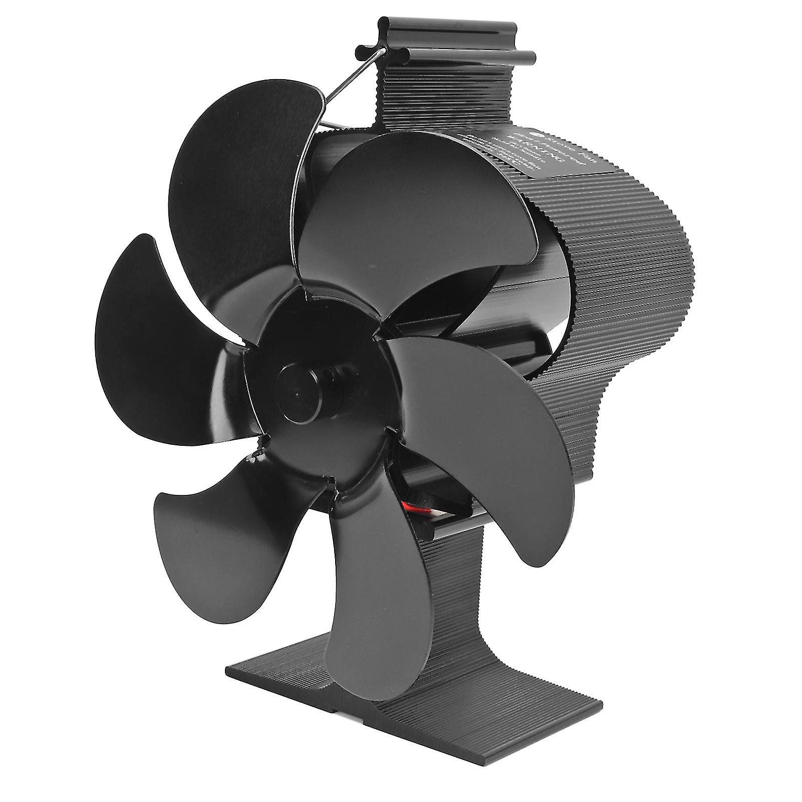 6 Blades Self Starting Eco Friendly Wood Stove Fan LT380 Black 152mm Diameter