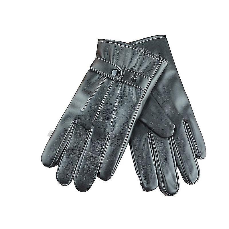 Three-strand leather gloves men's autumn and winter warmth with velvet cold and windproof riding mot