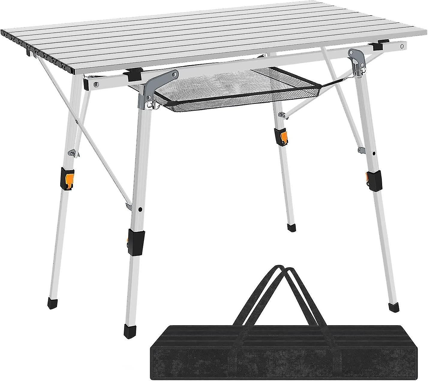 91x52cm Up to 65 kg Load Multifunction Aluminum Folding Table for 4 People - Adjustable Height (Two-