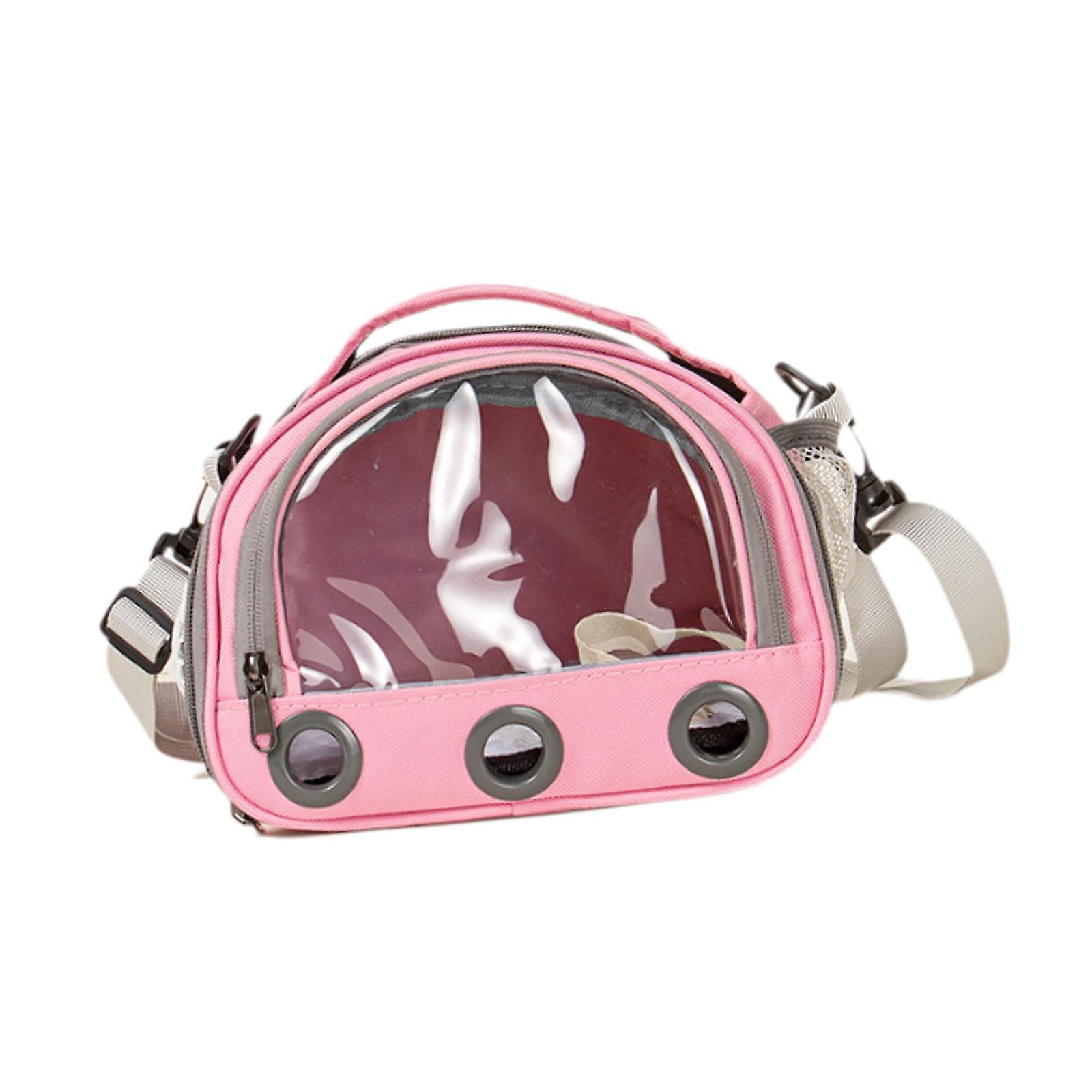 Hamster Carrier Bag Squirrel Large Transparent Window Guinea Pig Carrier Bag L Pink