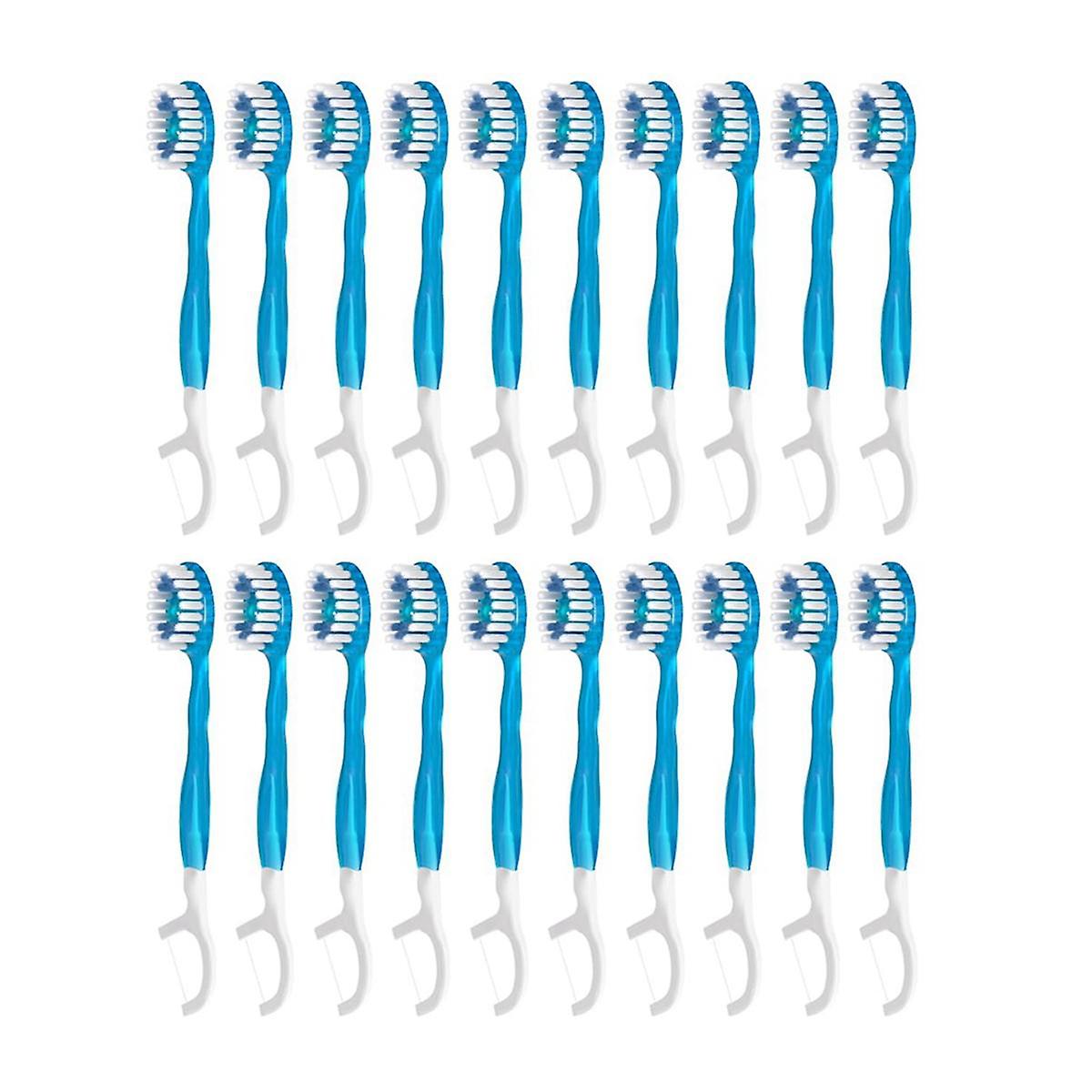 Disposable Travel Toothbrushes, 5-In-1 +Floss+Pick+Tongue ,Prepasted Toothbrush with Freshening Bead