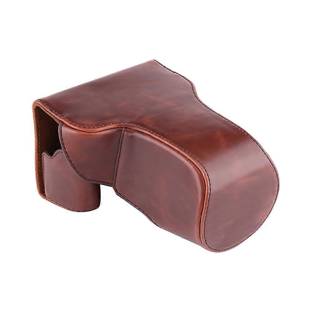 Pu Leather Camera Case Bag With Neck Strap For Canon Eos M3 (coffee)