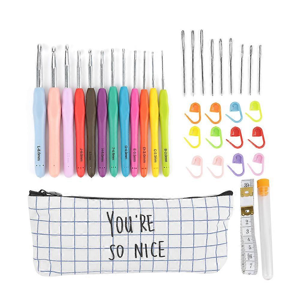 12pcs Extended Crochet Hooks Needles with Accessories Hand Weave Sewing Tools Set Kit