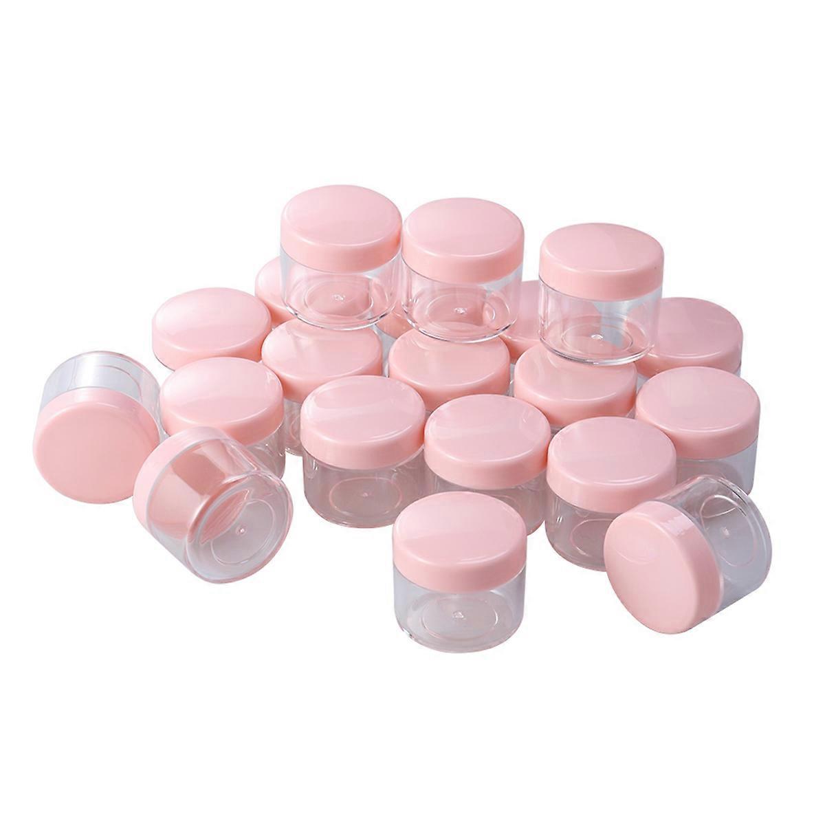 20Pcs 20g Mini Portable Round Pot Bottles Cosmetic Travel Sample Empty Container for Facial Cream Shampoo Lotion (Pink)
