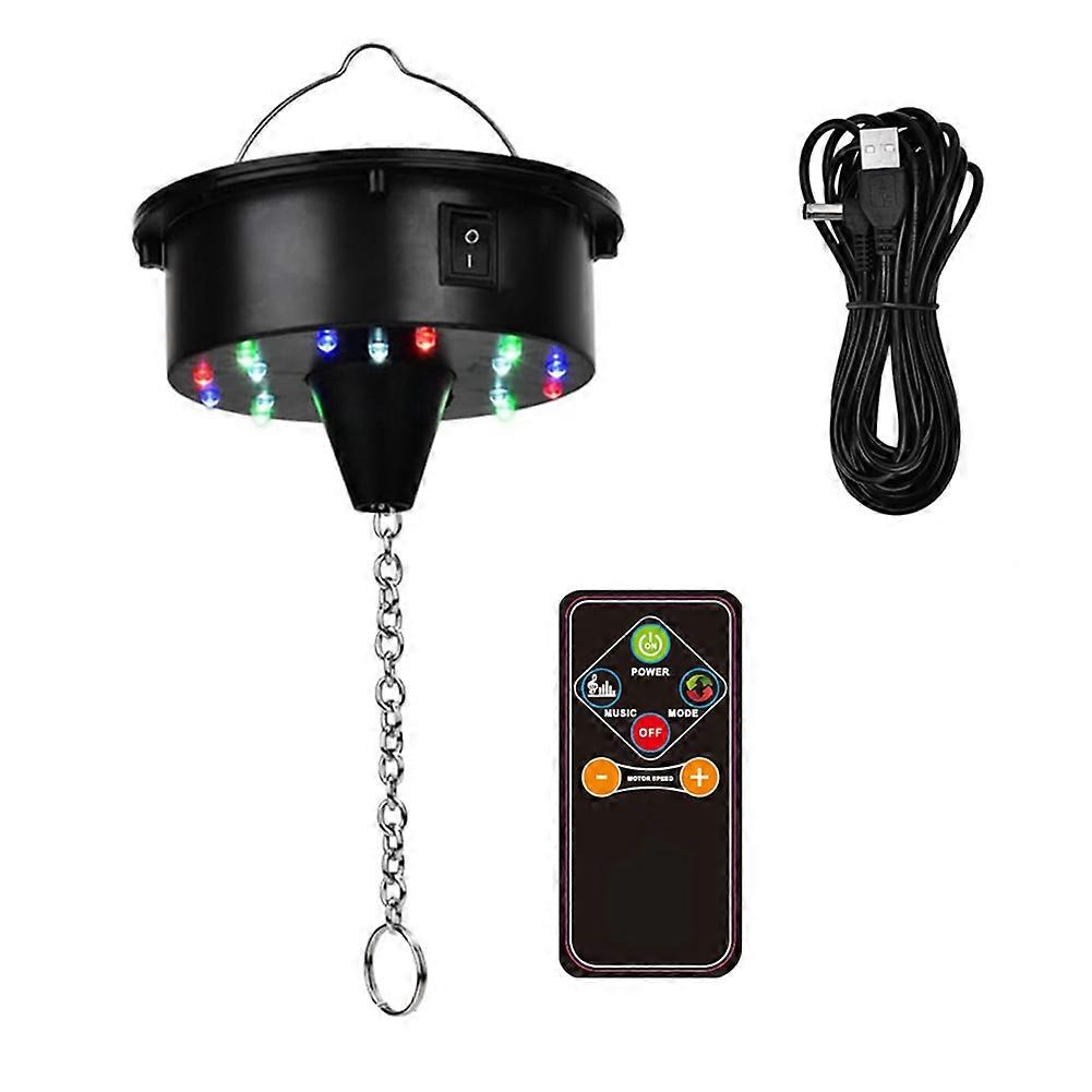 Black Rotating Disco Ball Motor Lights With Remote,18 Leds For 16 20 24Inch Mirror Ball Rotator(Notincludedball) Size 12