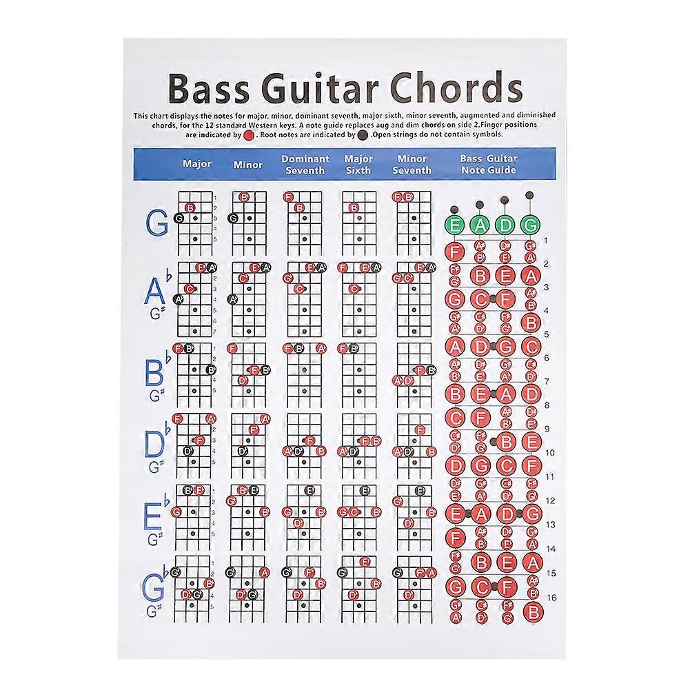 Bass Guitar Chords Chart 4-String Beginner Finger Practice Musical Instrument Accessories