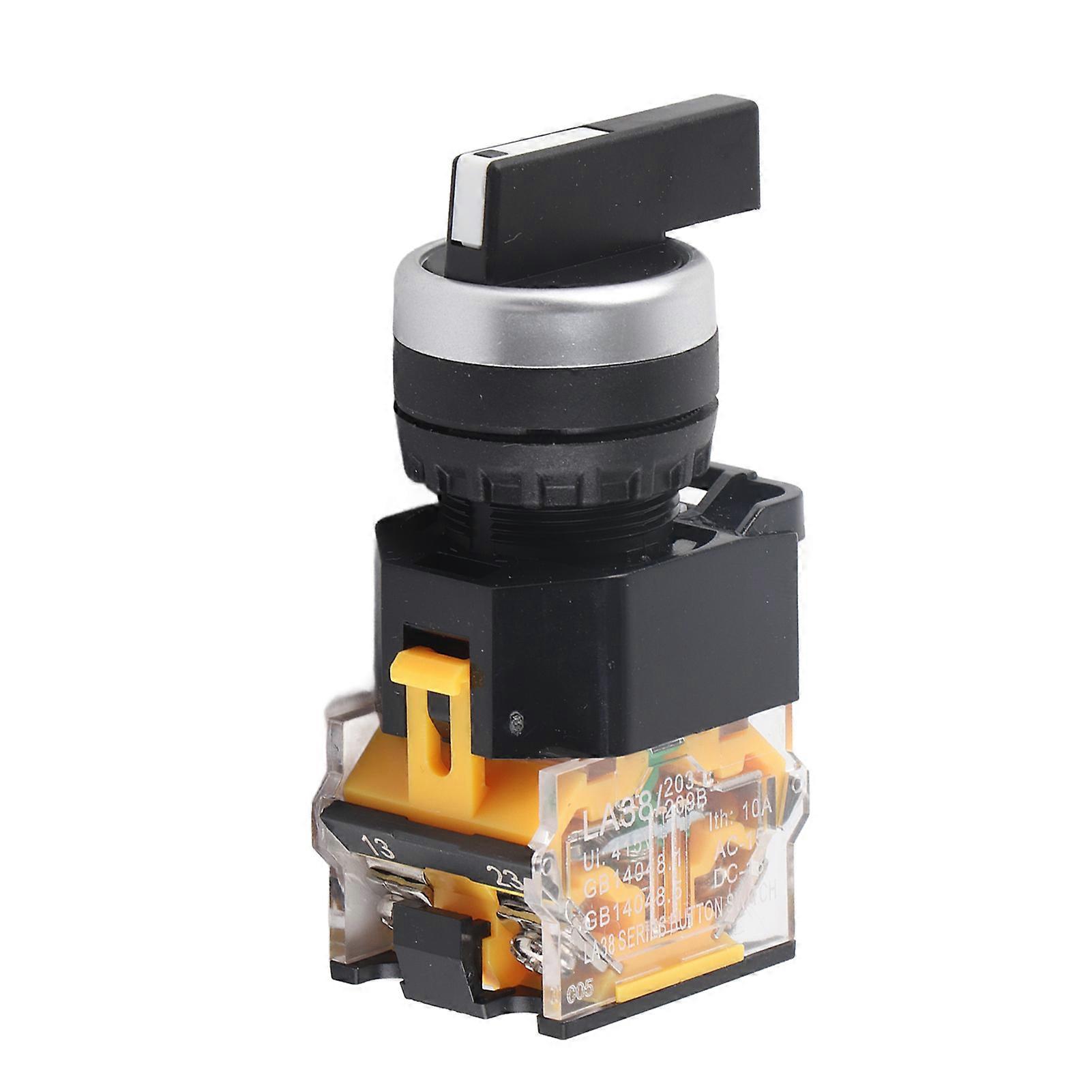 22mm 3 Position Auto Reset Selector Rotary Switch Long Handle LA3820BX33