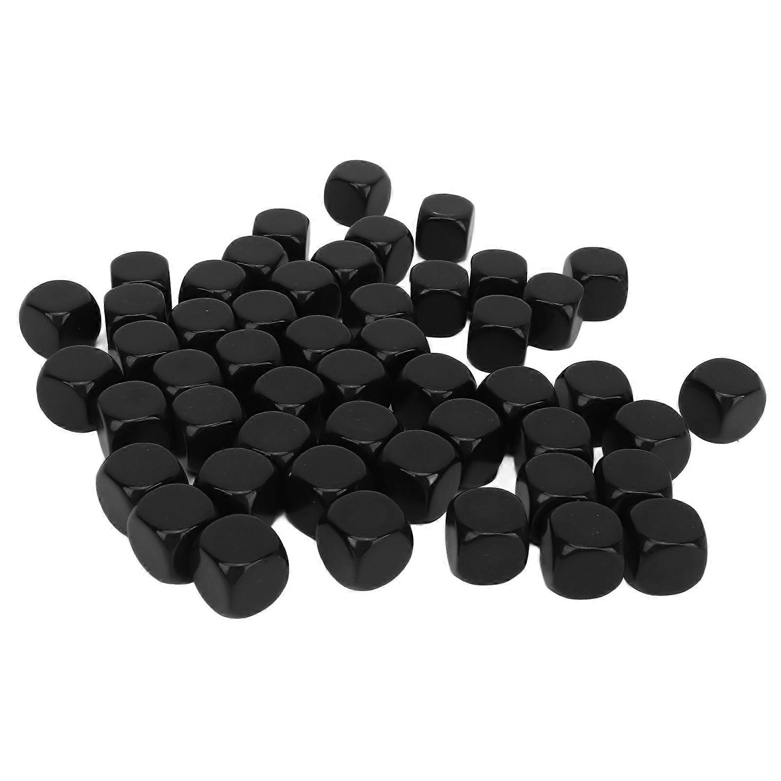 50PCS Blank Six Sided Dice Round Corner Plastic 0.6in Dice Cubes Black