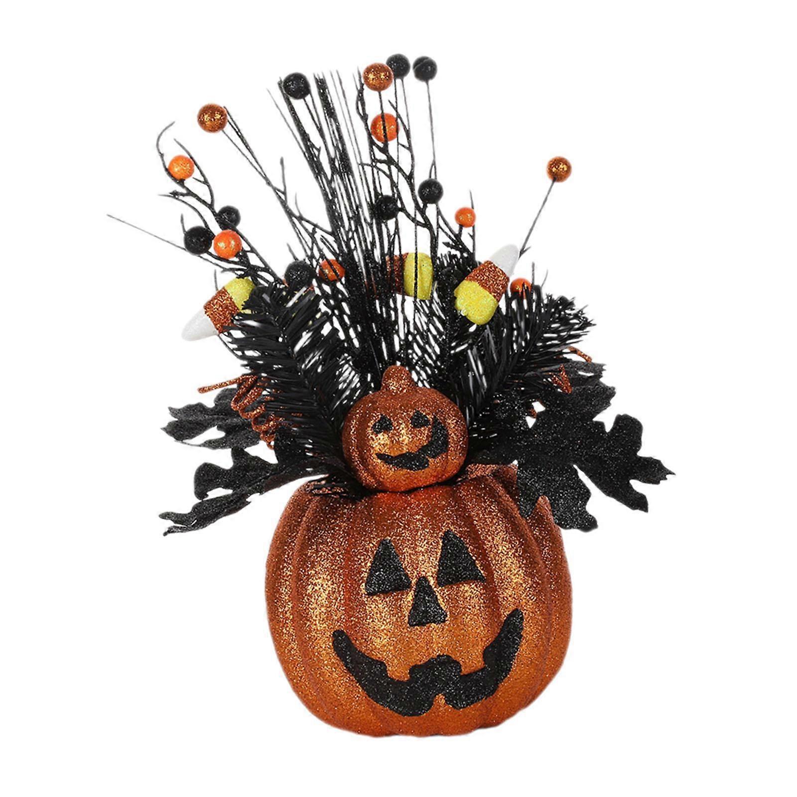 Statuetta di Halloween Statua Vaso Di Fiori Di Zucca Per Camino Libreria Desktop