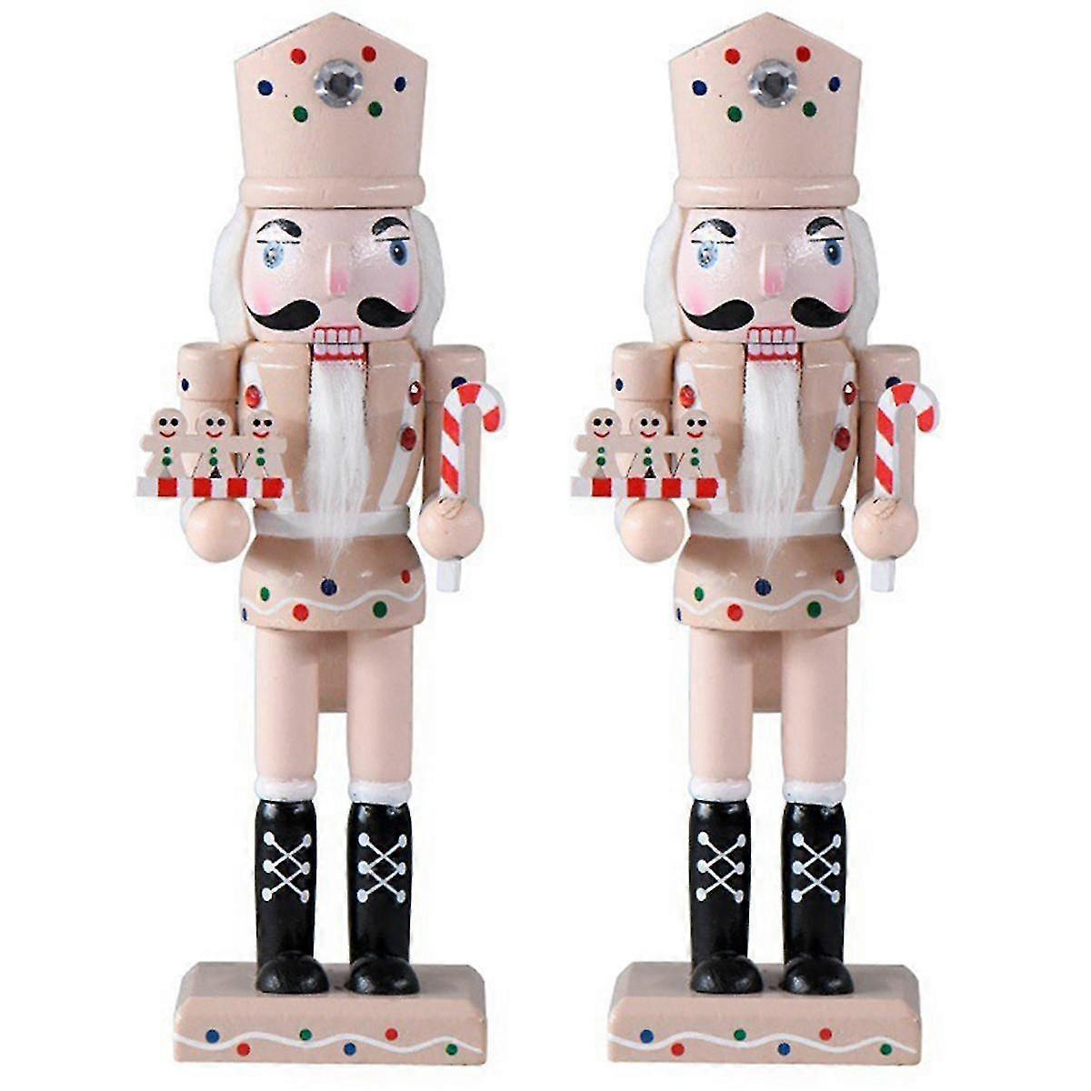 2x Christmas Wooden Nutcracker 10inch Gingerbread Style Christmas Nutcracker Decor Festive Christma