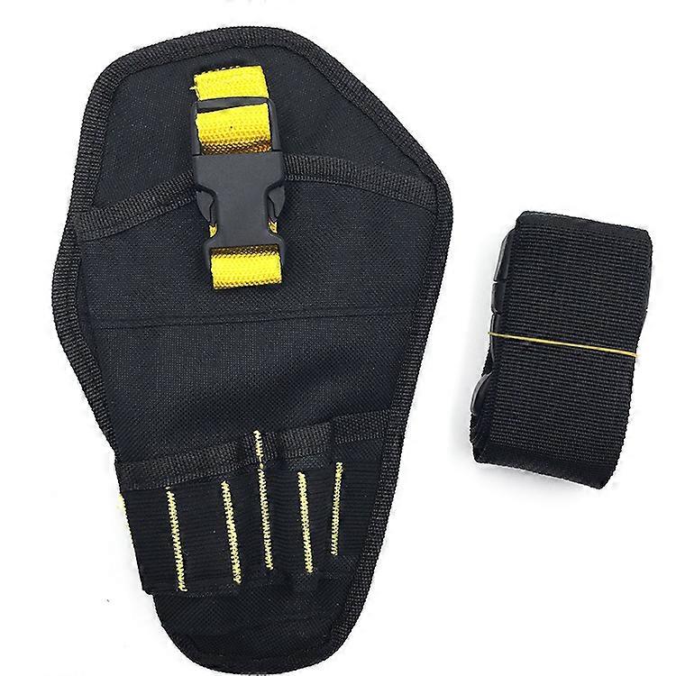 Tool Bag With Adjustable Belt, Waterproof Oxford Multifunctional Tool Bag, Drill Sleeve for Electrician, Carpenter 17*26cm (Black) YDW