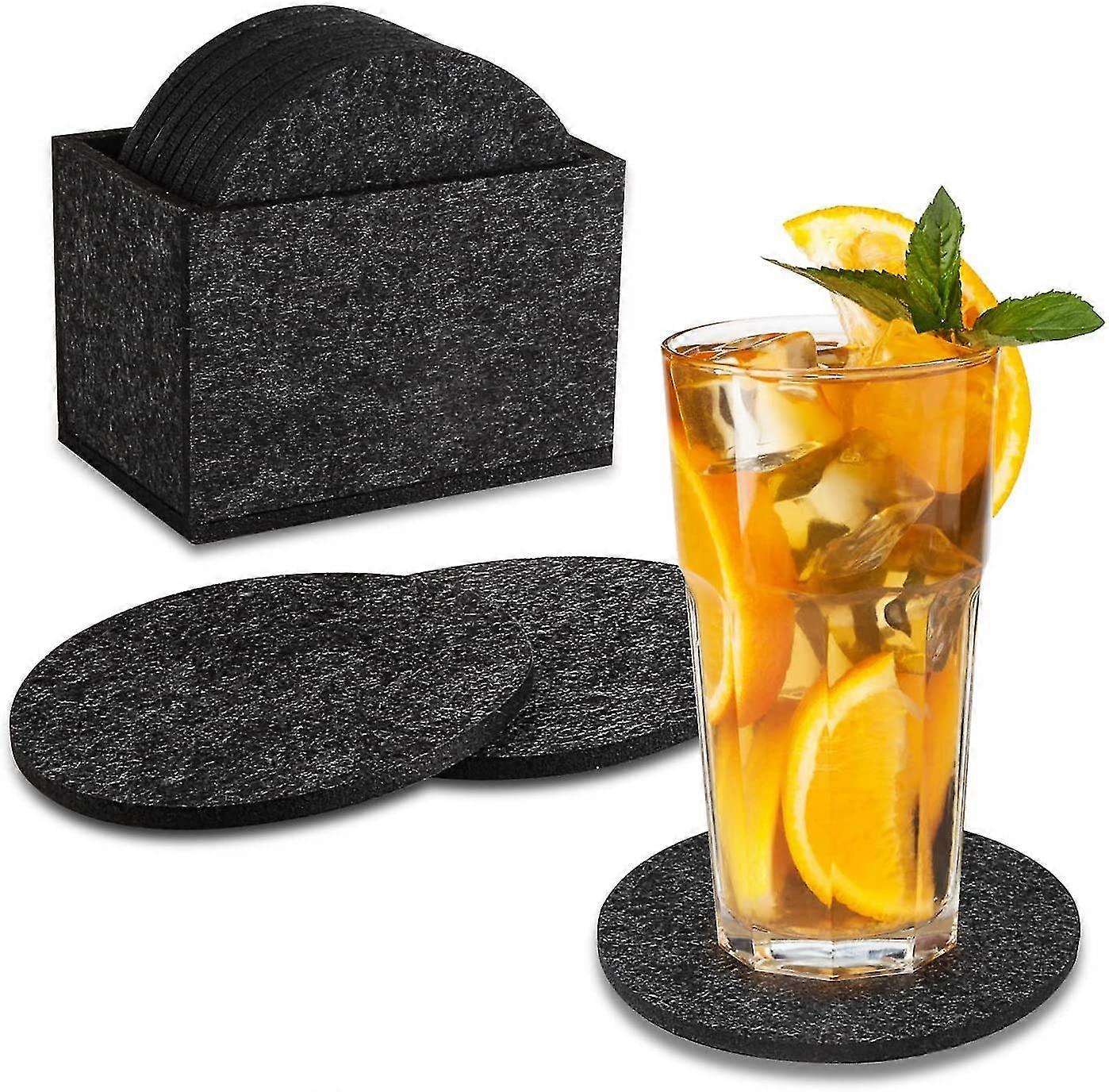 Felt Coaster, Round Beverage Coaster For Cups (dark Gray)