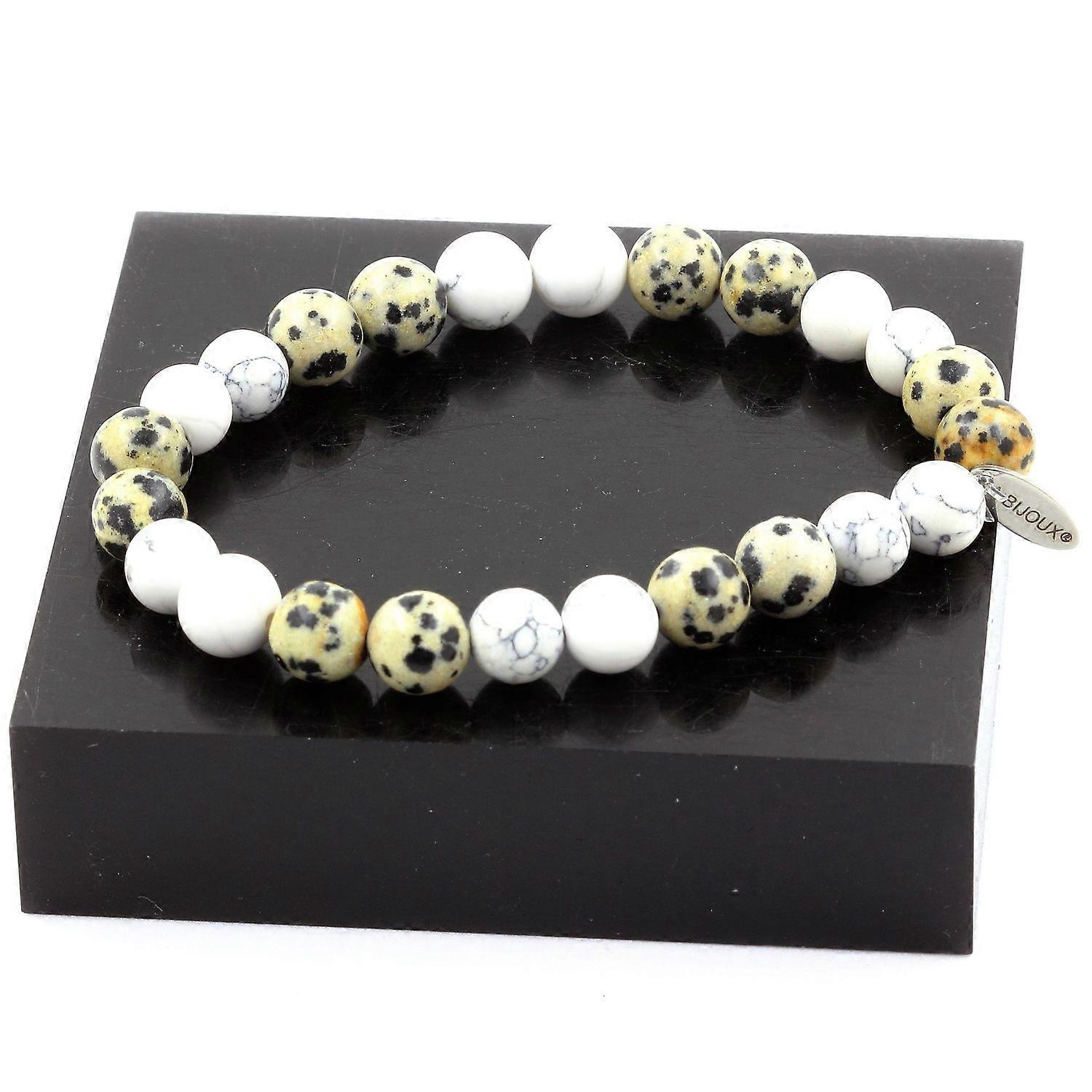 Howlite Beads Bracelet + Dalmatian Jasper 8 mm