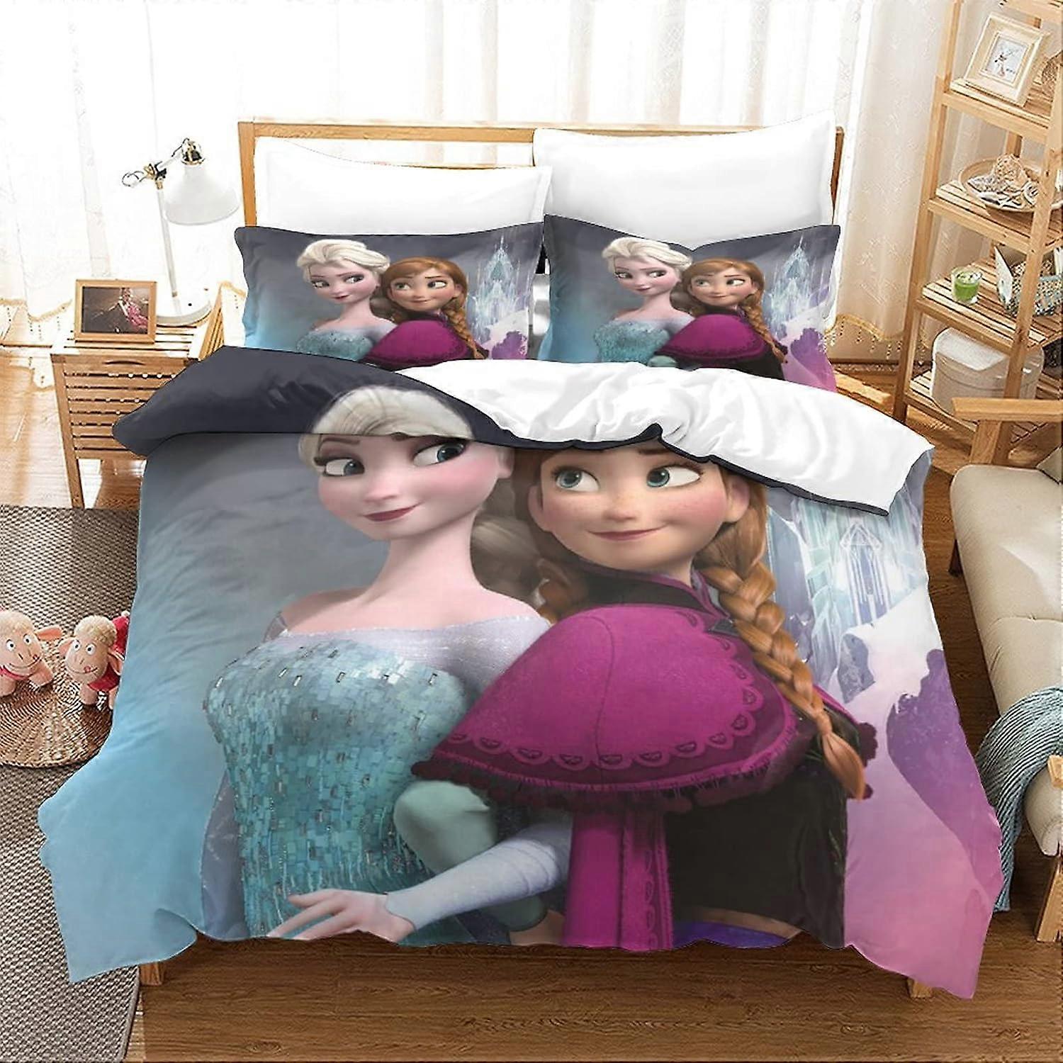 Frozen Duvet Cover Sets Bedding Set with Zipper Closure for Kids Teens Pieces Skin-friendly Quilt Cover DE