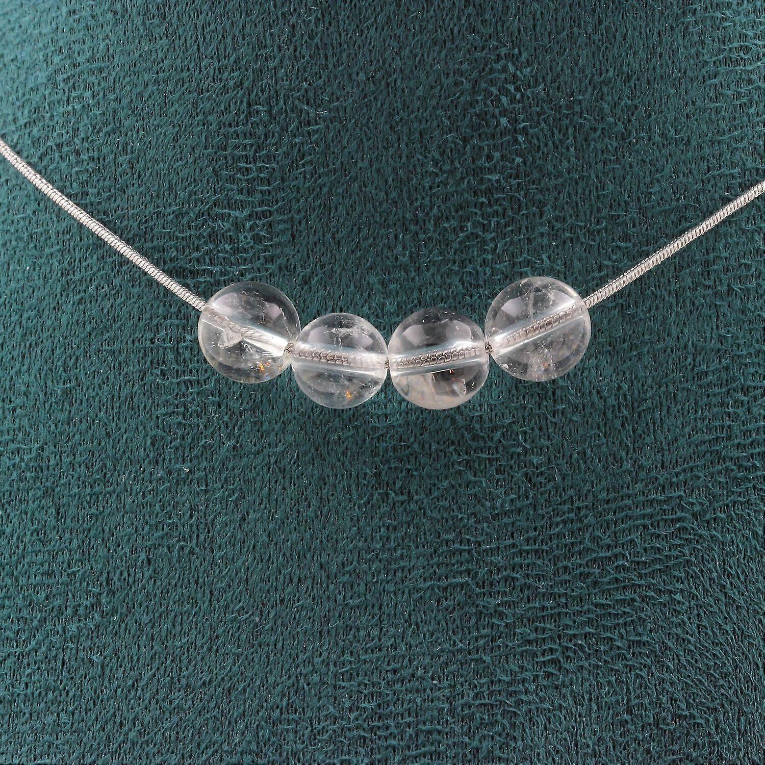 Necklace with 4 Quartz beads 8 mm Stainless steel chain
