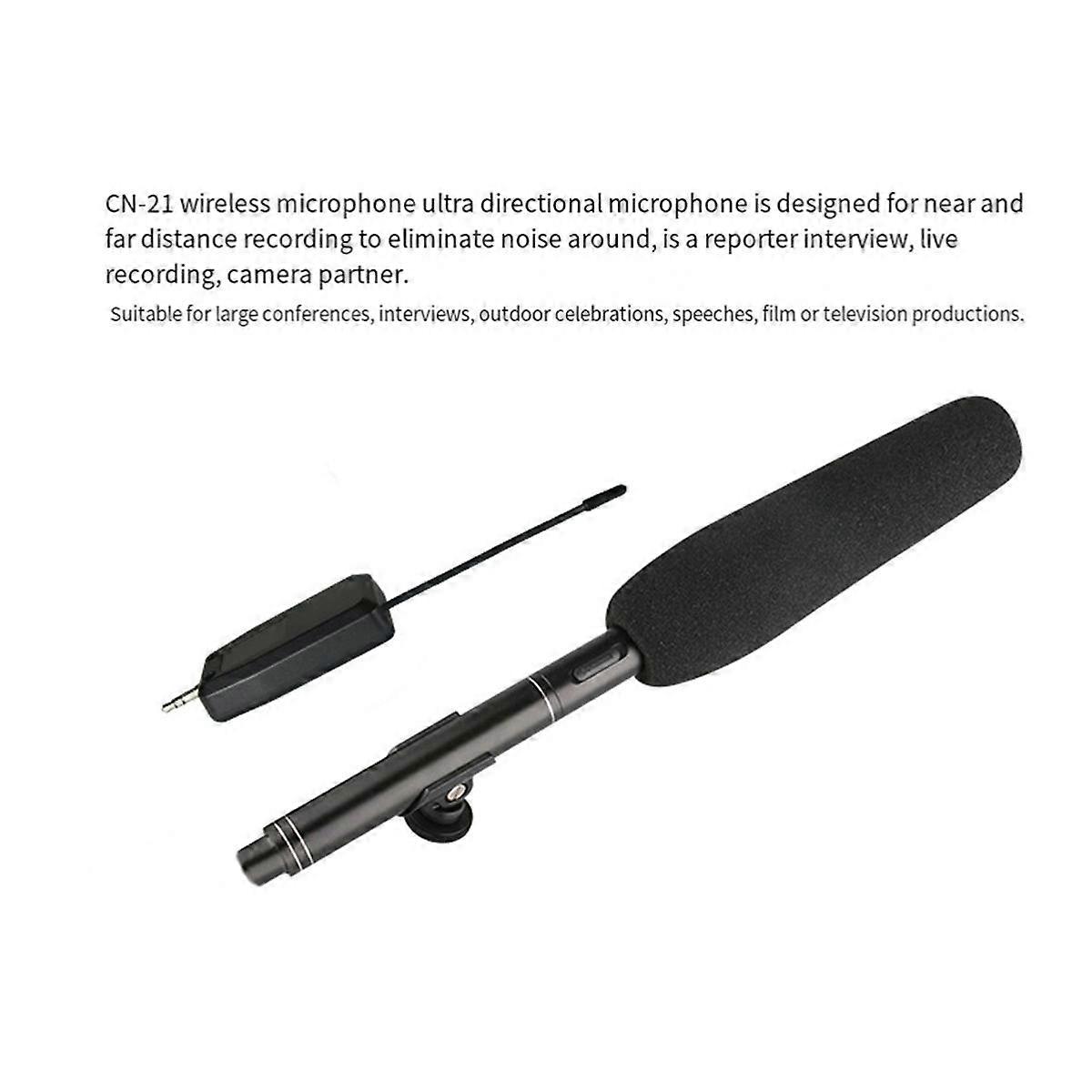 Professional Wireless Condenser Microphone Interview Recording Vlog Live Mic Super-Cardioid for DSL