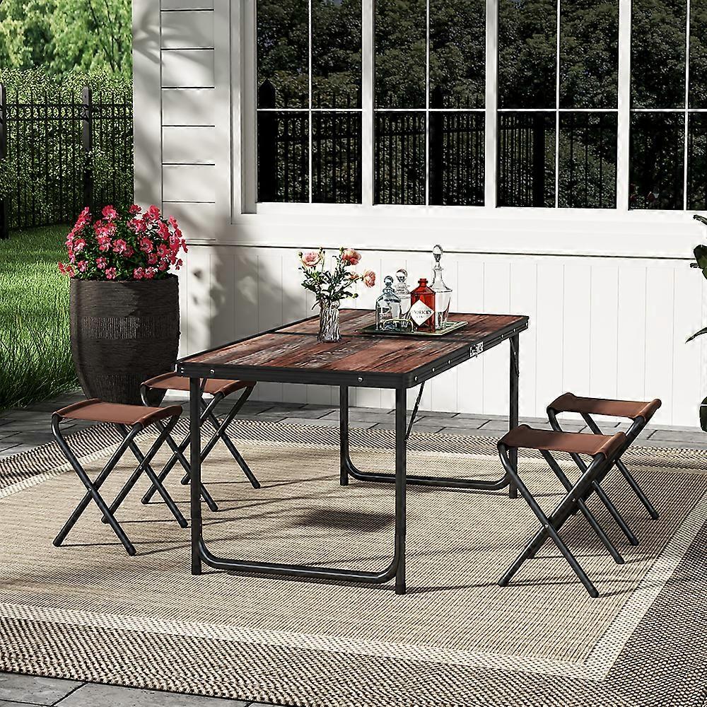 Outdoor Foldable Picnic Table with Four Stools