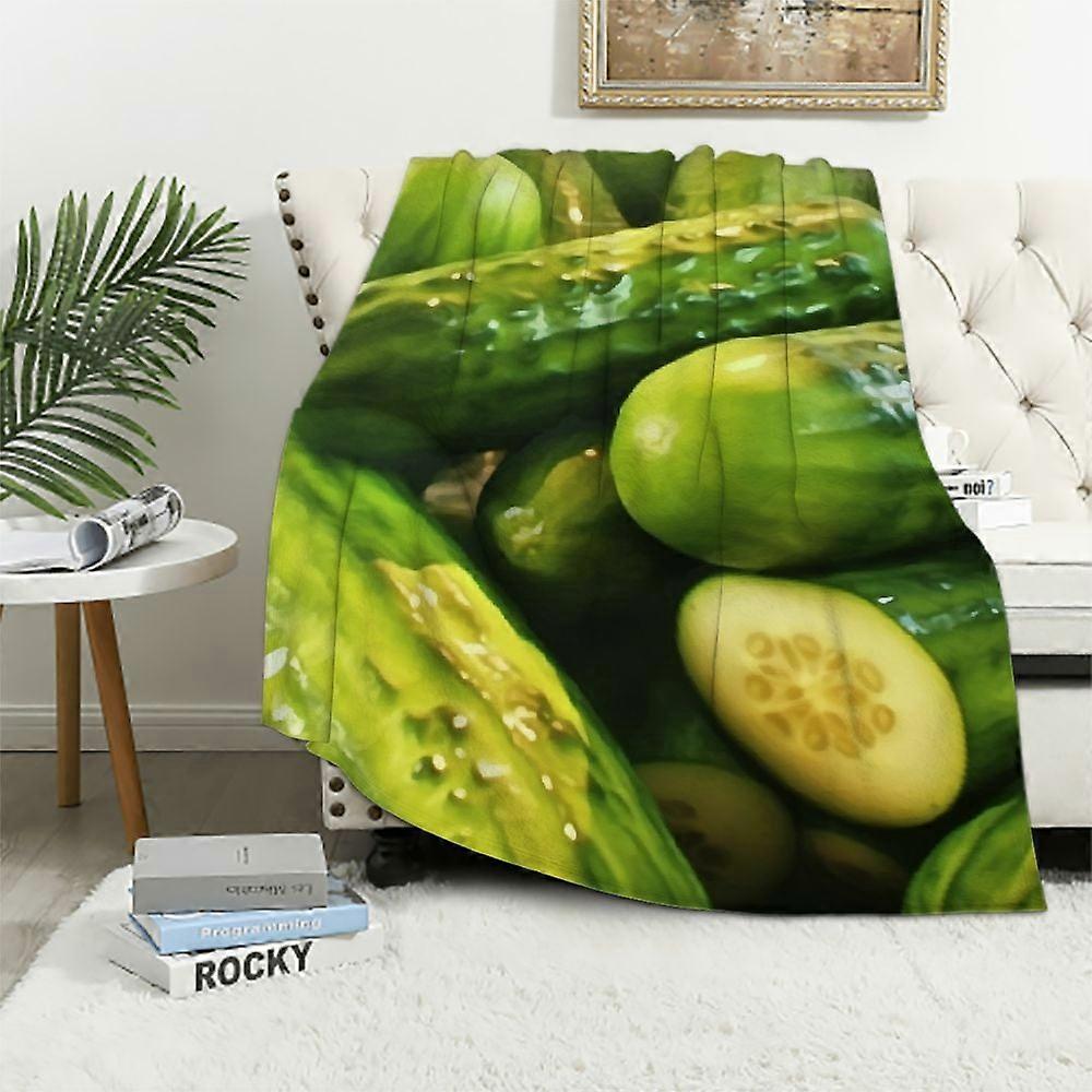 Gröna pickles Gurkor 3D Rolig Realistisk mat Ultramjuk Kasta Filt Resa Hela Säsongen Säng Soffa Sovsal Inredning Sängkläder Sovrum-BNYT433
