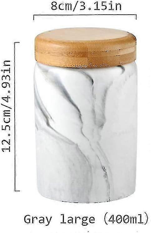 Ceramic Jar With Airtight Bamboo Lid - For Storing Tea, Coffee, Spices And More 13.5 Oz(400ml) Black