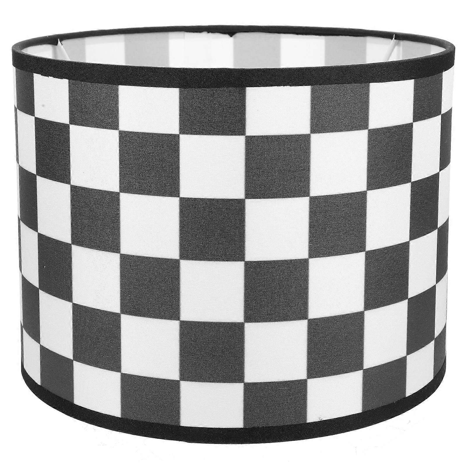 Lamp Shade Fabric Lamp Cover Floor Lampshade Replacement Plaid Pattern Lampshade(E27)