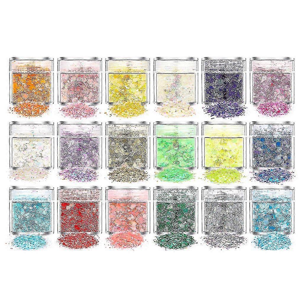 18/24 Color Glitter Powder Sequins Luminous Holographic Chunky Glitter Sequins