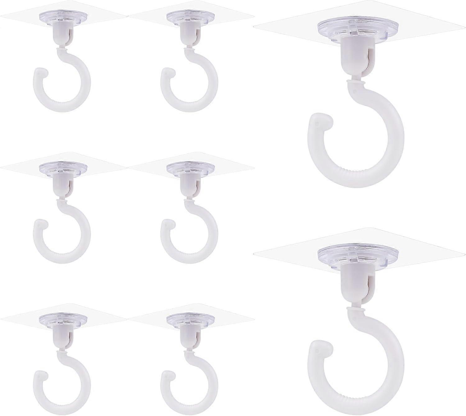 8 Pcs Self Adhesive Hooks, 360 Degree Rotating Ceiling Hooks, Transparent Ceiling Hooks, Multipurpose Hooks for Kitchen Bathroom