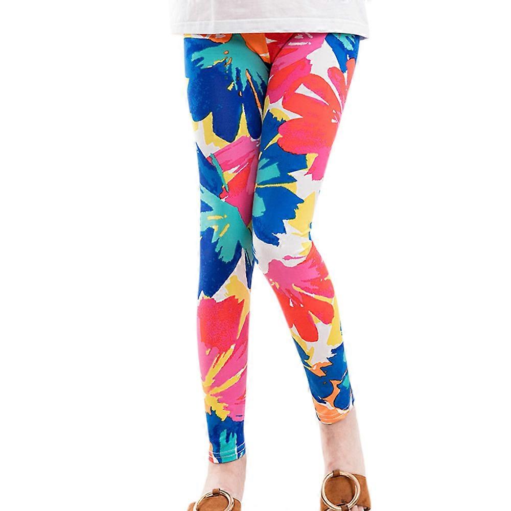 Çocuk Kızlar Baskılı Tozluk Pantolon Streç Pantolon