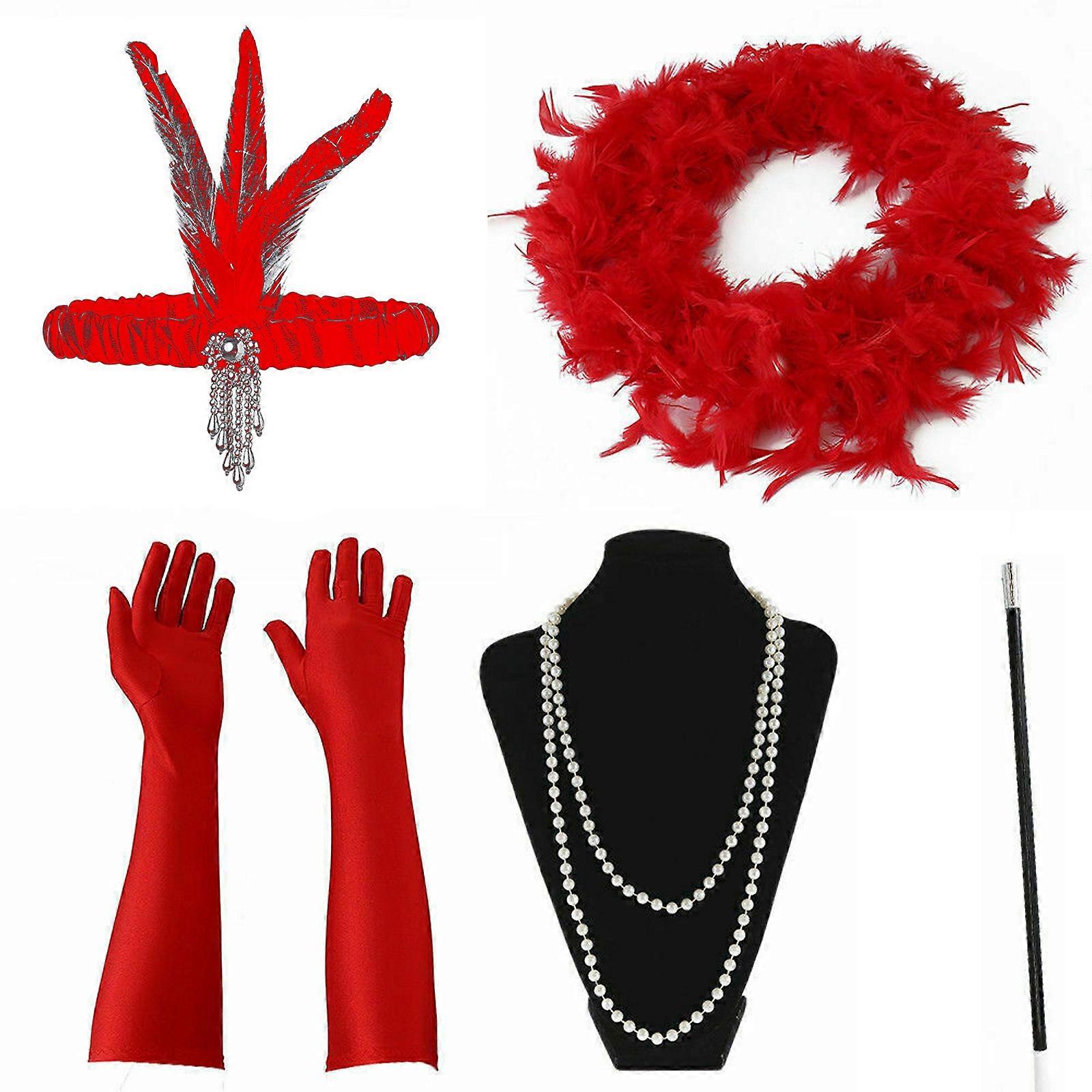 6kpl setti 1920-luvun läppätarvikkeita Naisten retro Gatsby -pukutarvikkeet