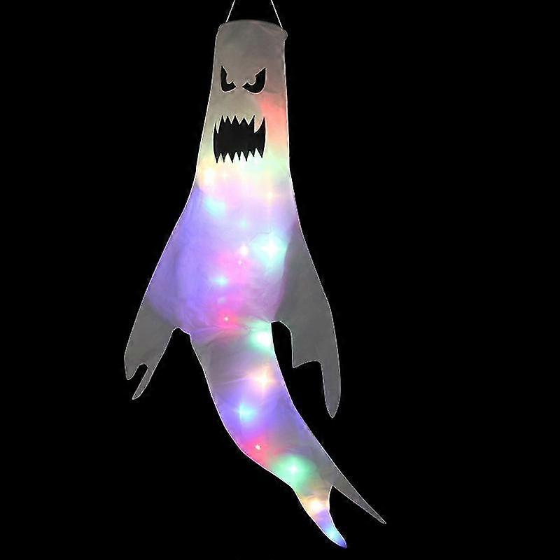 Halloween Glowing Ghost Windsock Flag With Led Light Party Hanging Decor