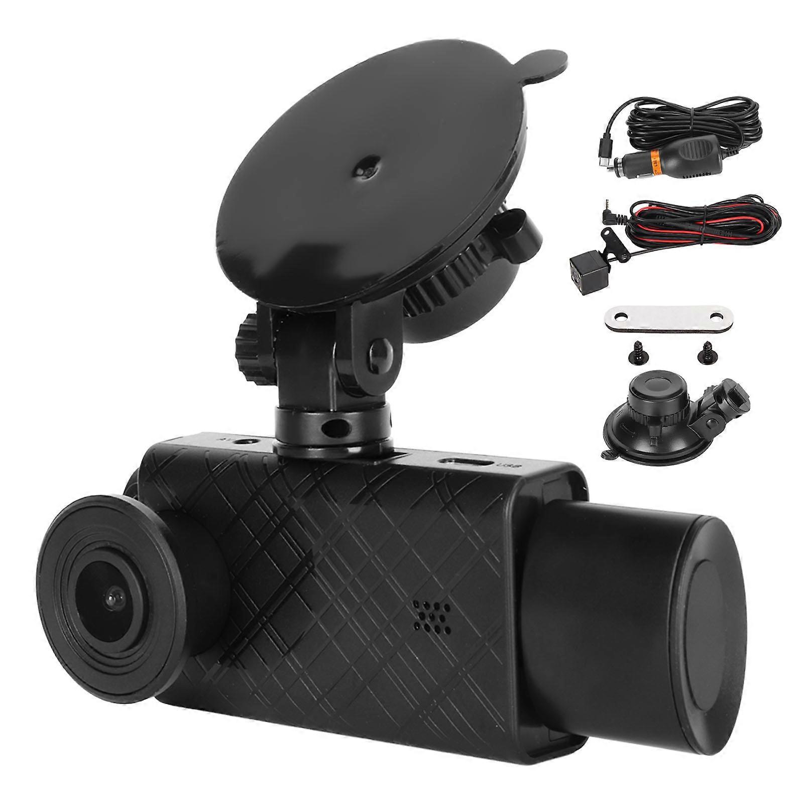 2in Dash Cam Camera 3 Lens DC12 to 24V 1920x1080P 640x480P 640x480P Front Rear Interior Reverse Image Backup Camera