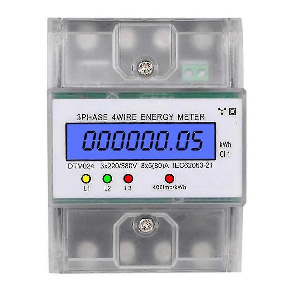 3 Phase 4 Wire Energy Meter 220/380v 5-80a Energy Consumption Kwh Meter Din Rail Installation Digital Power Meter