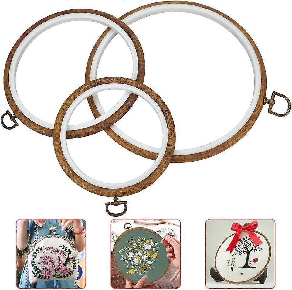 Set of 3 Cross Stitch Embroidery Frames - Various Sizes - Round - Plastic
