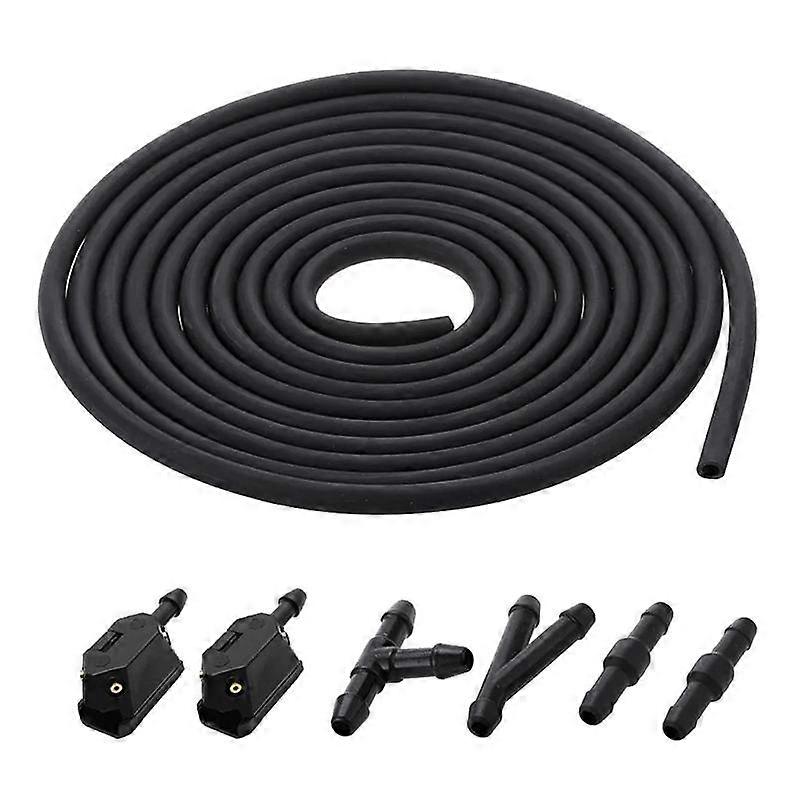 7Pcs/Set Front Windscreen Wiper Arm Washer Nozzle Jet 4 Way Check Valve 2M Tube Pipe Hose Y Connector Straight