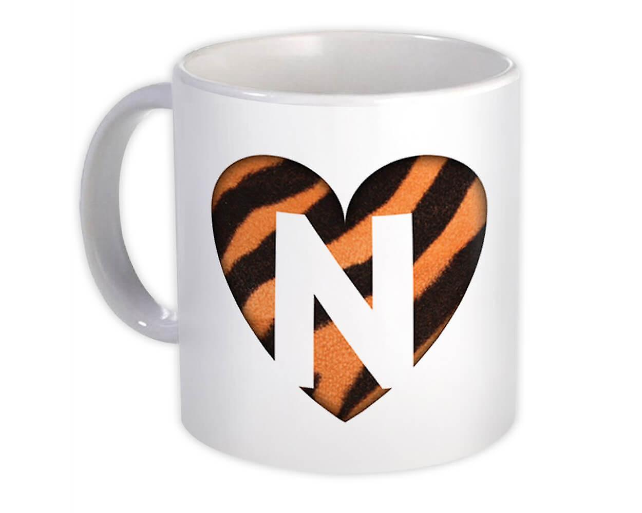 Gift Mug: Monogram Letter N Tiger