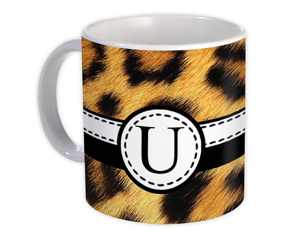 Hediye Kupa: Monogram Harf U Leopard