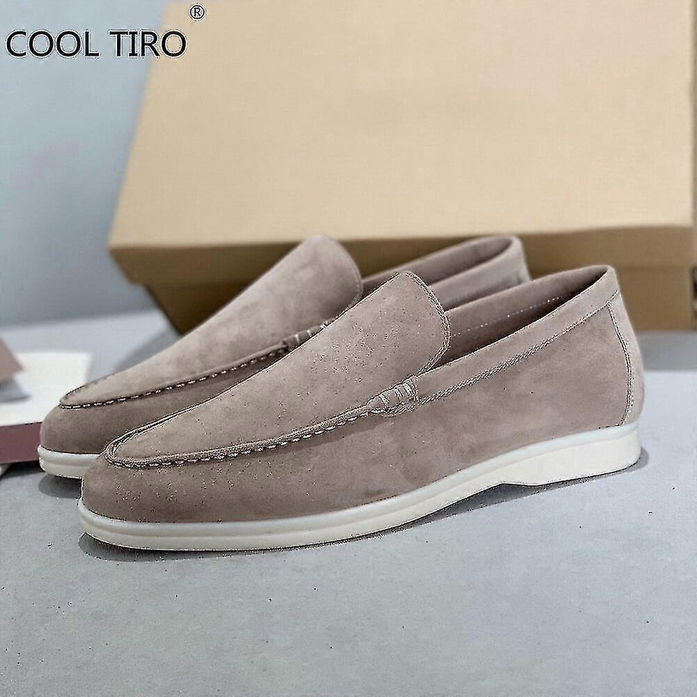 Hiekka Mokkanahka Miehet Loafers Rento Mokasiinit Kesäkävelykengät Pyöreät varpaat Slip-ons Flat Driving Laiska Pipo Kengät Herrasmiesmekko Kenkä