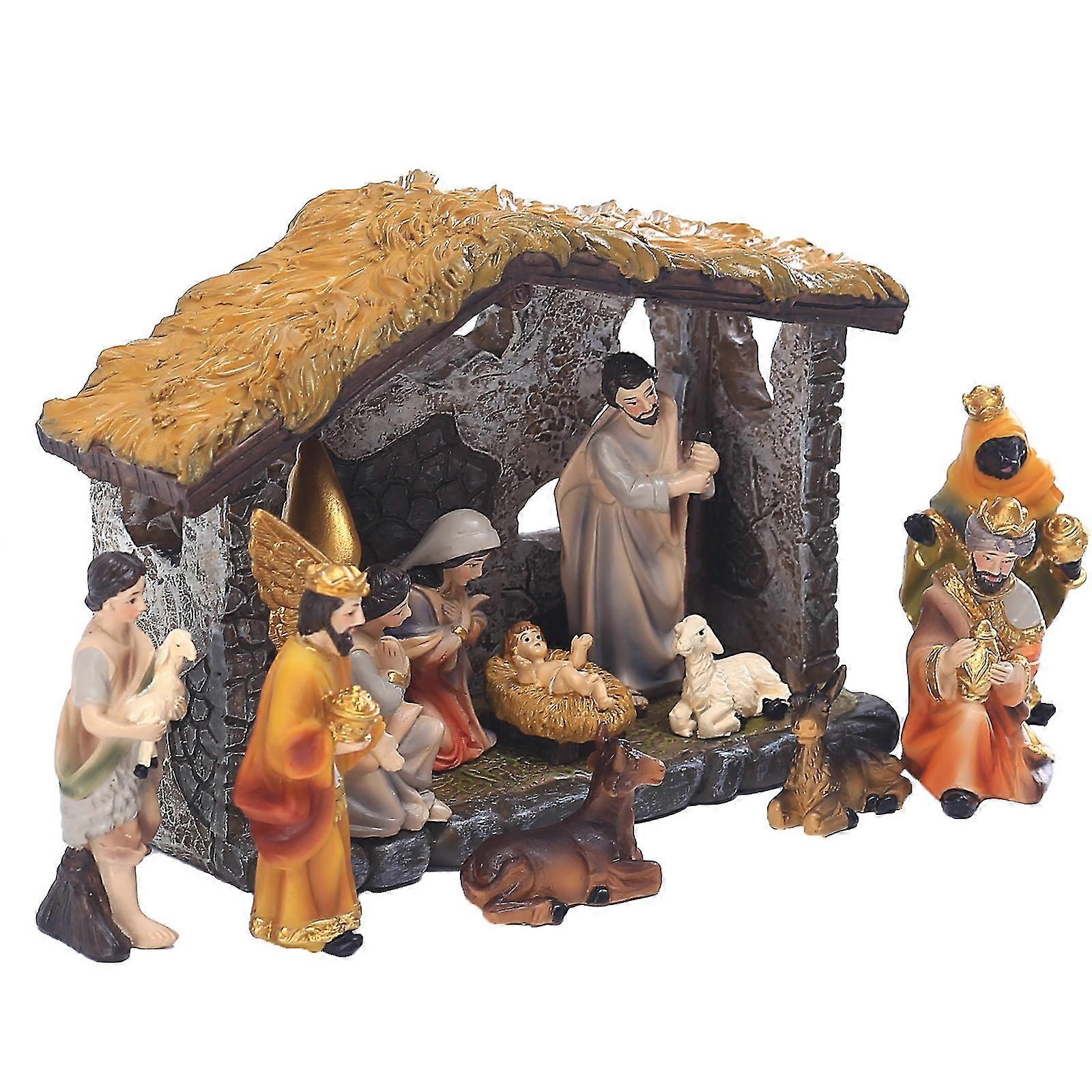 Christmas Nativity Manger Set Ornaments Gift Box