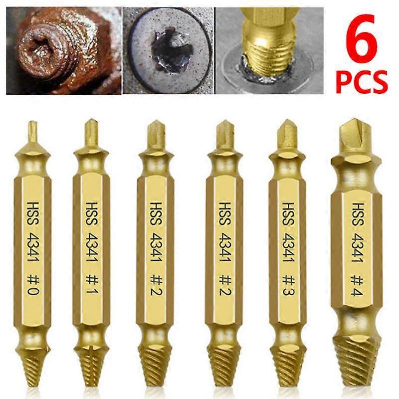 6 PCS Damaged Screw Extractor Drill Bit Set Stripped Broken Screw Bolt Remover Extractor Easily Take Out Demolition Tools