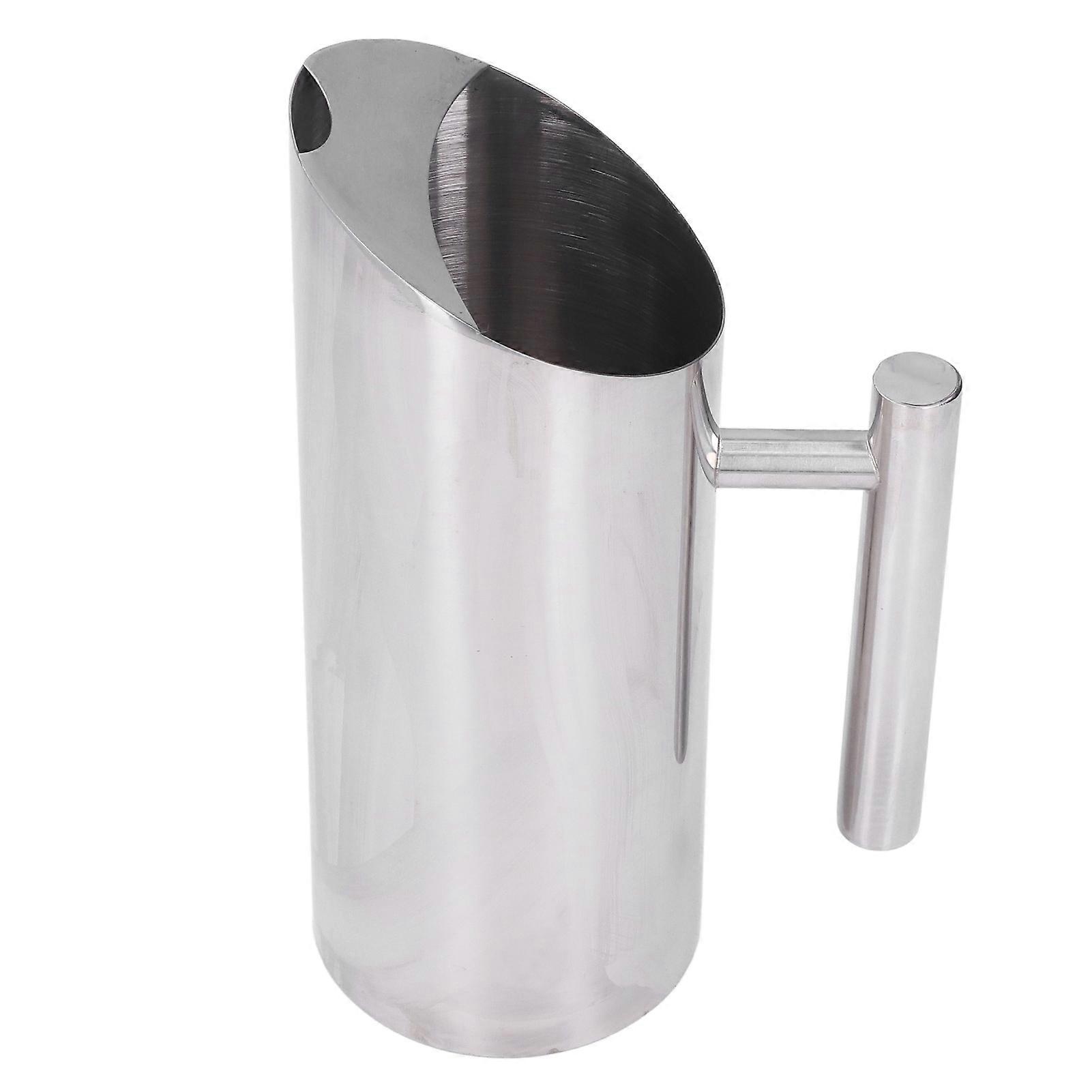 1L Stainless Steel Cold Drinking Pitcher with Ergonomic Handle for Home Cafe Restaurant - 33.8oz