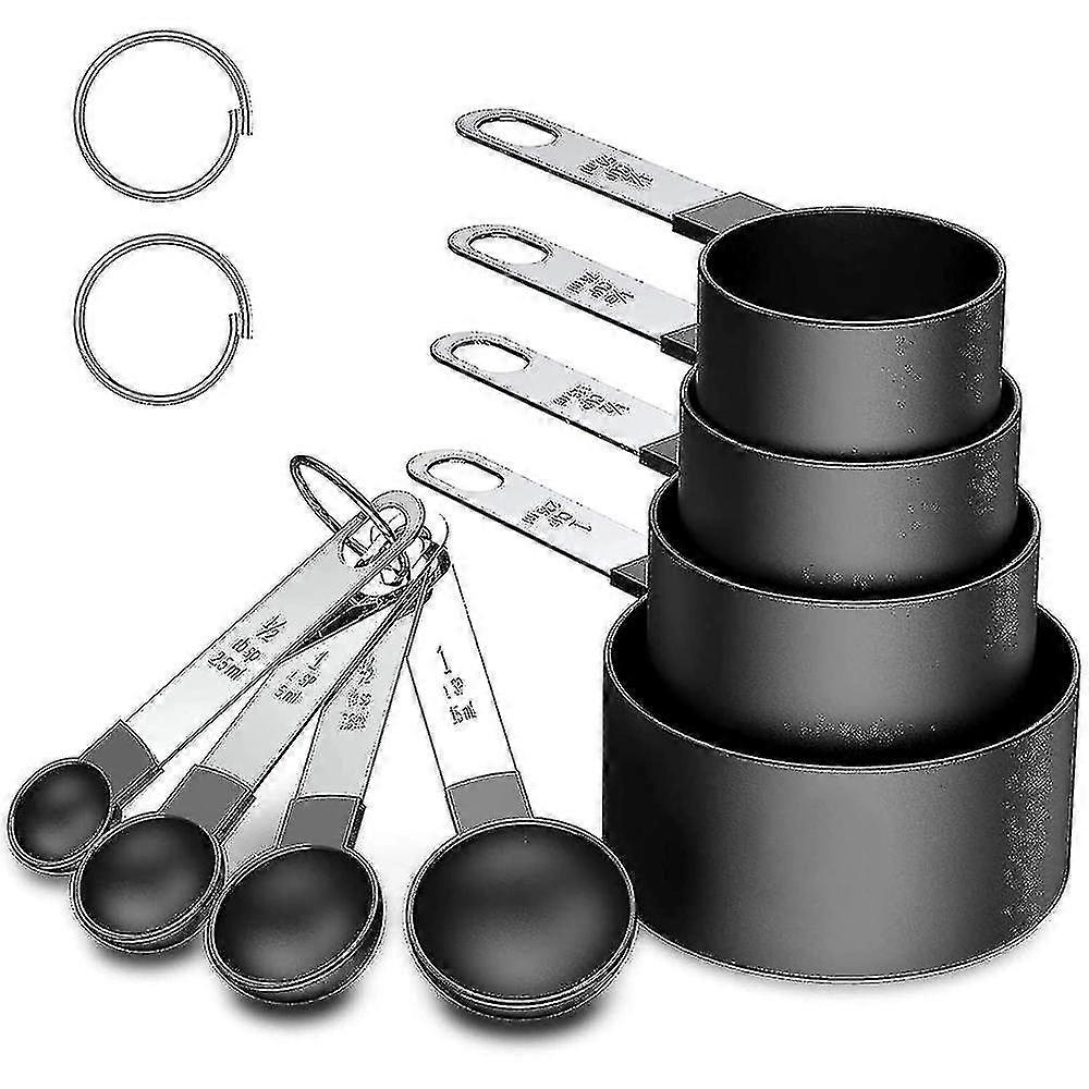 Measuring Cups And Spoons Set, 8 Piece Stackable Stainless Steel Handle Accurate Tablespoon For Measuring Dry And Liquid Ingredients Small Teaspoon Wi