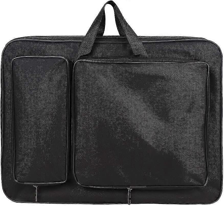 A3 Konstportföljväska Bärbar ritbrädeväska Konstbärväska Vattentät konstryggsäck 19x14 tum (svart)