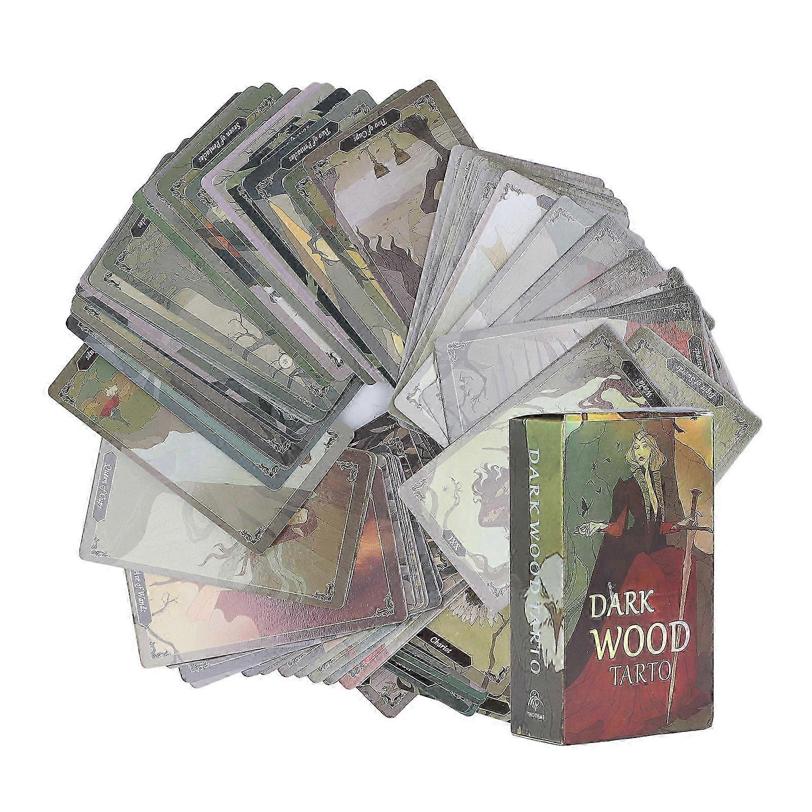 Dark Wood Tarot Cards Coated Paper Interactive Future Telling Game Divination Cards for Party Gathering