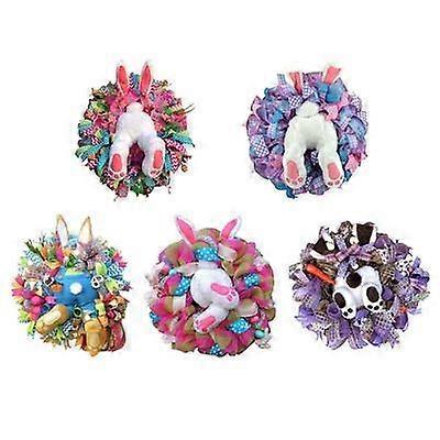 Easter Plush Wreath Bunny Wall Sticker Holiday Decor 12"