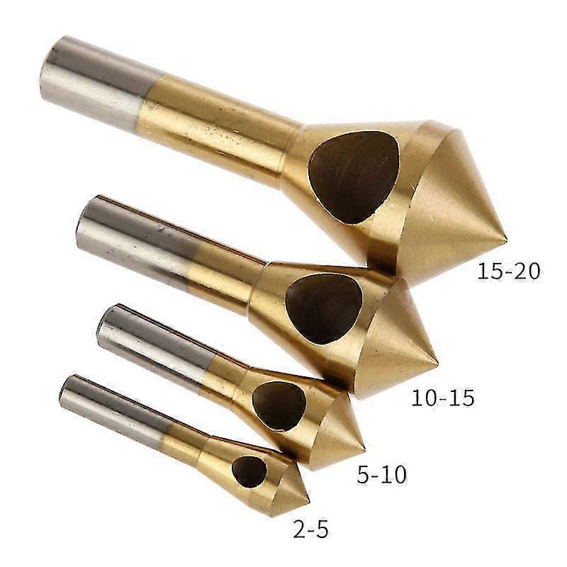 Hardware Accessories 4pcs Titanium Coated Countersink Deburring Stepped Center Metal Drill Bits Developing Tools Chamfer 2-5/5-