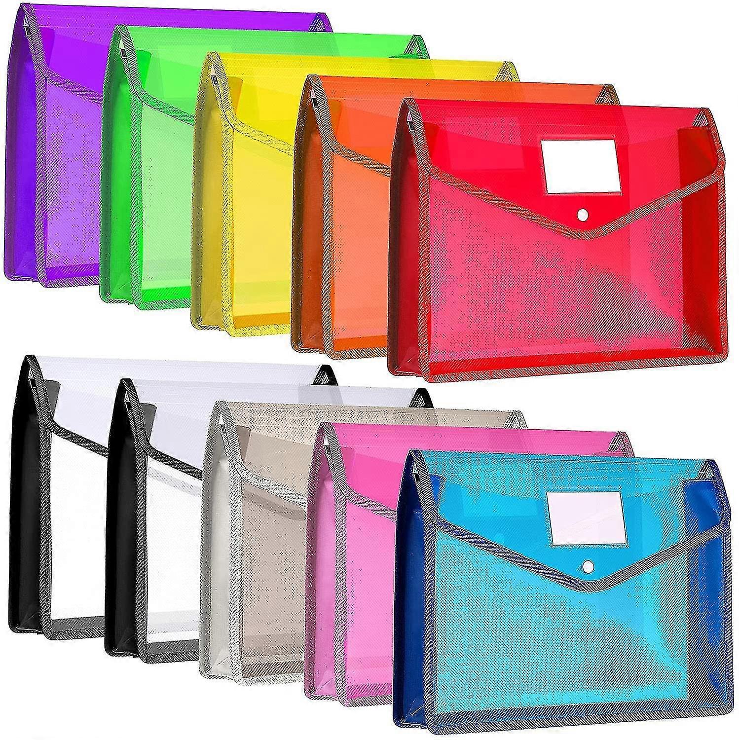 9 Pieces Plastic File Folders Envelope Expanding File Wallet Organizer Documents Fold