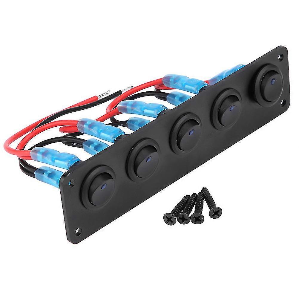 5 Gang Rocker Switch Panel, 5 Gang Toggle Switch Panel, Toggle Switch Panel, Rocker Switch Panel, Blue Led Toggle Switch Panel, Boat Switch Panel, Car