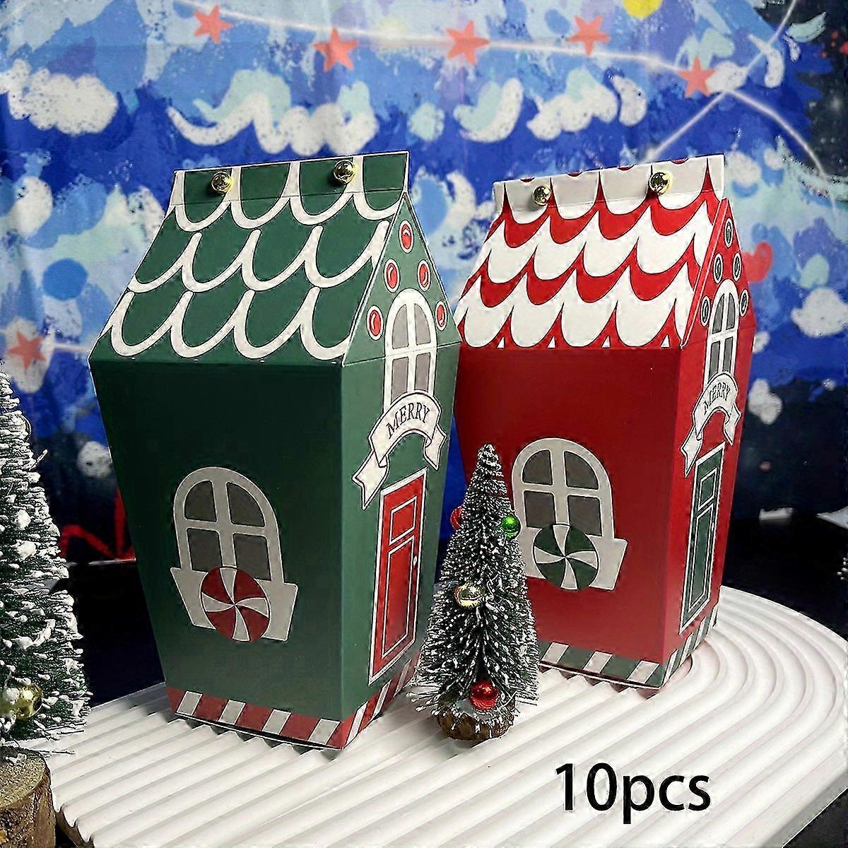 Haiweisi 10 قطع 5 علب هدايا ورق عيد الميلاد الأحمر و 5 الأخضر علب ملفات تعريف الارتباط علب المعجنات نوجا ندفة الثلج علب تغليف المعجنات هدايا العطلات علب العمياء Navidad Chri