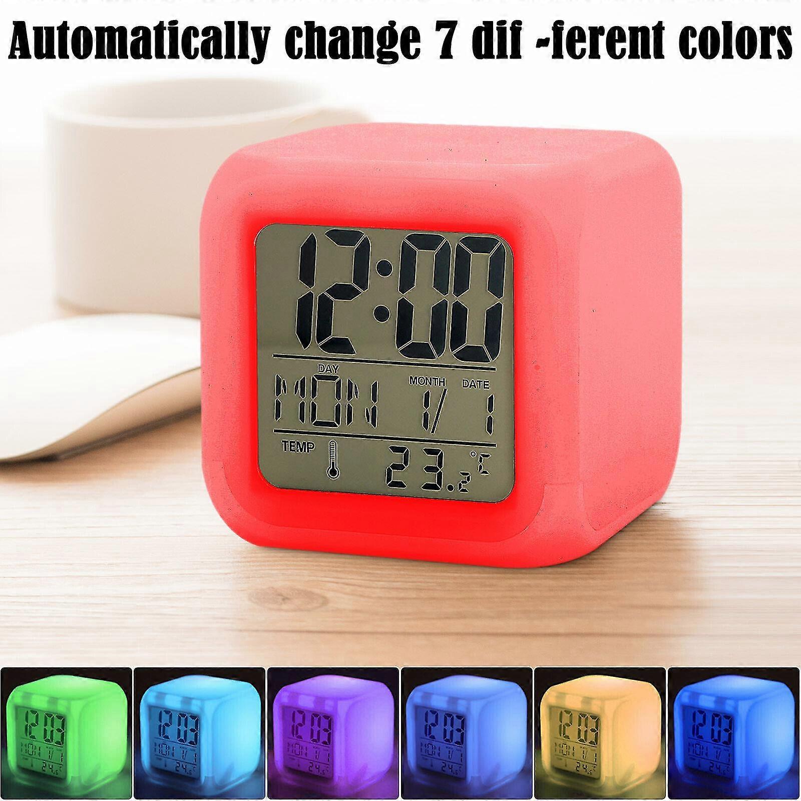 7 Colour Changing Digital Alarm Clock LED Night Light Bedside Clock Room Deco