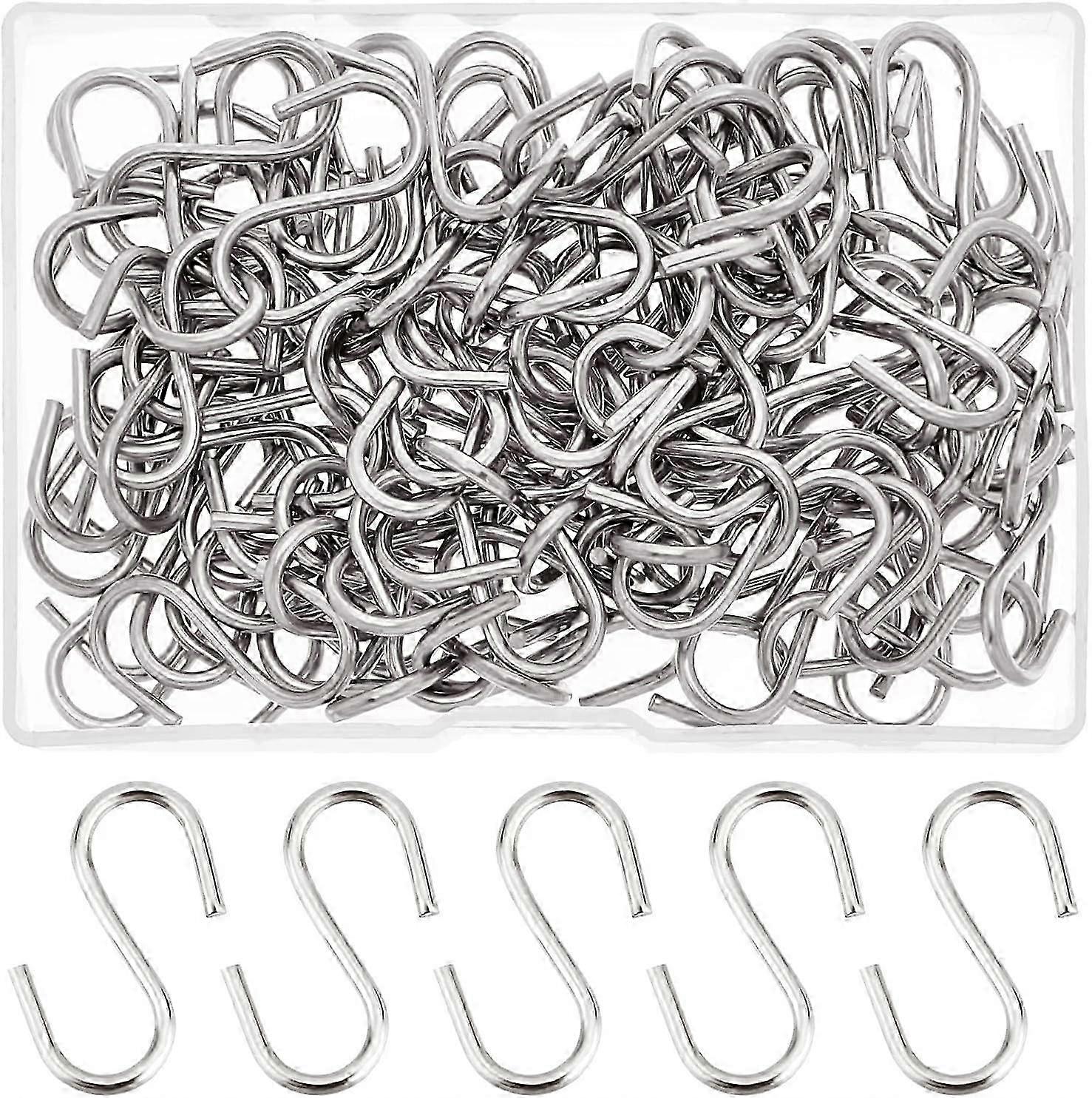 100pcs S 挂钩 304 不锈钢小 S 挂钩金属 S 挂钩挂钩，用于悬挂小物件钥匙珠宝轻质包，29x2mm